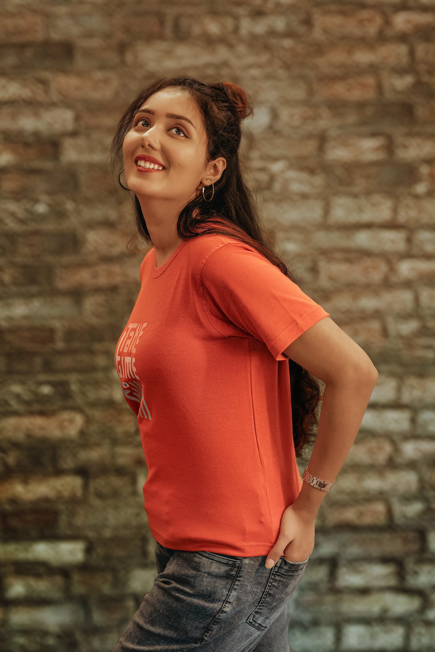 Organic Cotton Rusty Orange Design Tee